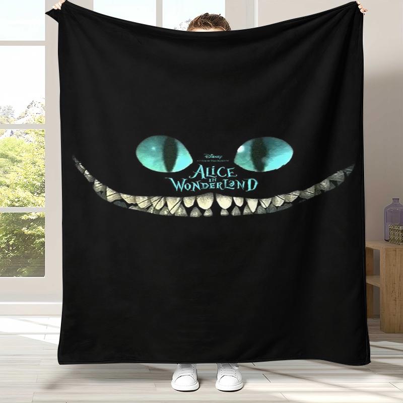 

Alice in Wonderland Cartoon Cheshire Cat Flannel Blanket,Ultra Soft Warm Plush Throw for Home Bedroom Bed Sofa Cover Kid Gift 75x90cm