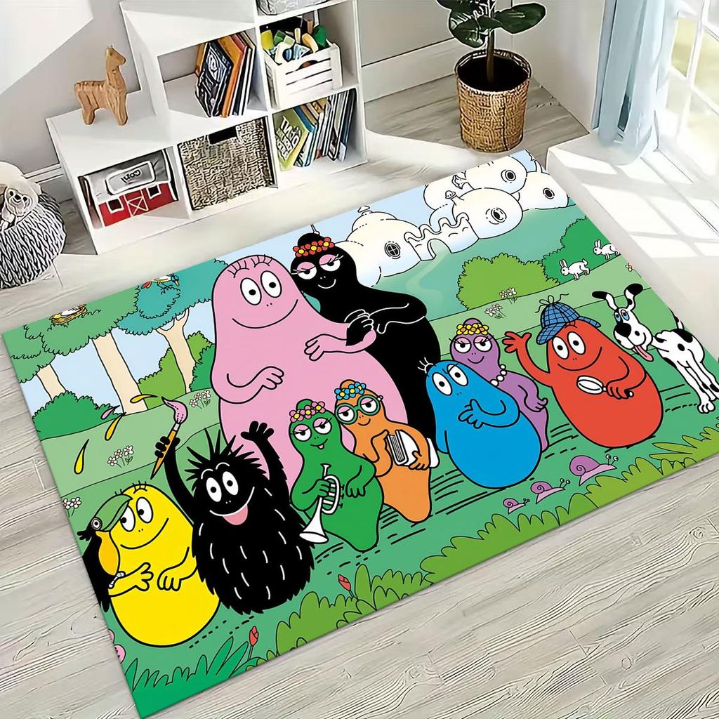 Cartoon Les Barbapapa Barbamama Family Rug for Bedroom Living Room Sofa Home Doormat Decor, Large Kids Play Non-slip Floor Mat