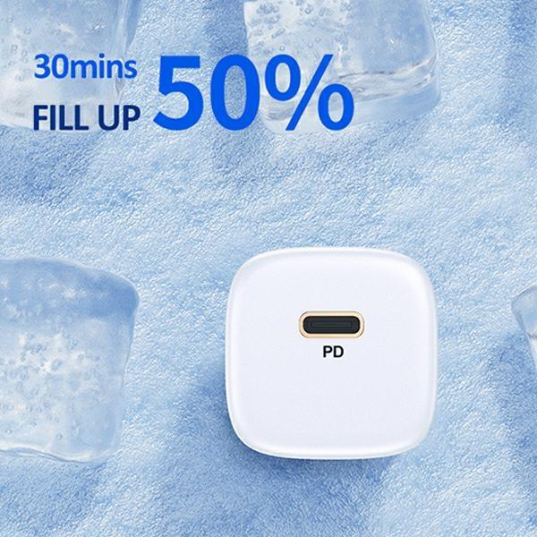 USAMS Land. Network. 1Xusb-C T36 Mini 20W+ Cable Usb-C-Lightning White/White Pd3.0 Fast Charging Xfkxlogtl02 (Us-Cc124+Us-Sj484)