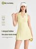Women's Sleeveless Tennis Dress with Built-in Bra, Faux Two-Piece Design, Anti-Exposure Skort for Yoga, Badminton, and Sports.