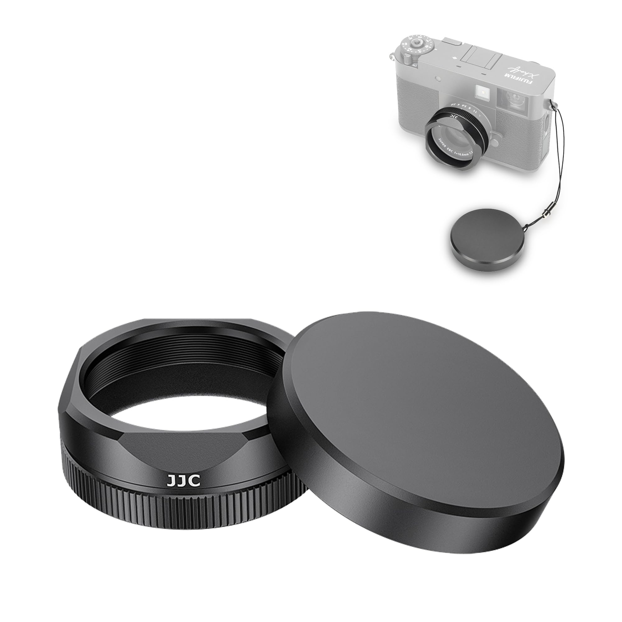 

JJC Lens Hood and Lens Cap for Fujifilm Compatible with Fujifilm X Half and Matte Lens Includes Dark Gray X-Half (X-HF1), F-XHFUV Filters, Surface,
