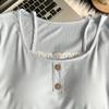 Women's Summer Modal Pajamas with Built-in Bra Pads - 2026 New Style Camisole, Short Sleeve, Lace Shorts Homewear