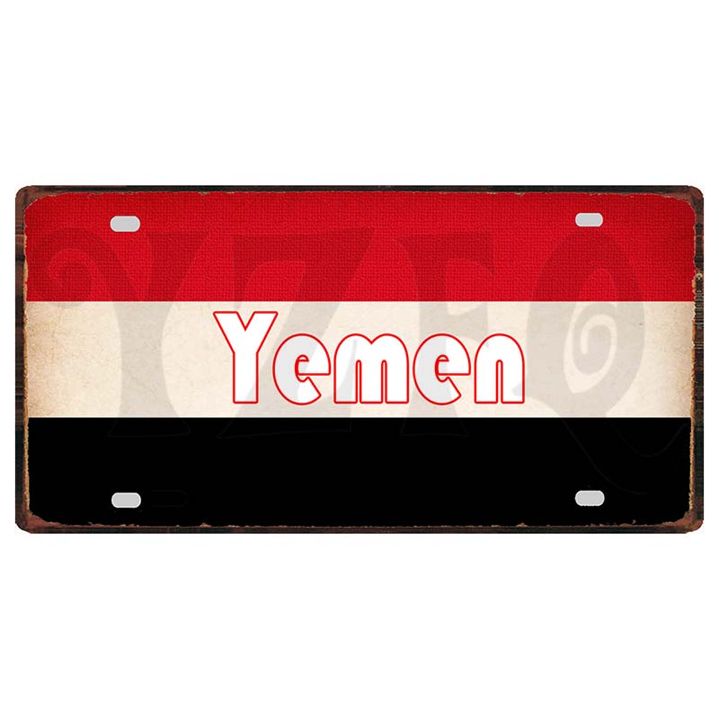 YZFQCuba Jemen Haiti Bahamas Uruguay Nationalflagga Metall Vintage Resesouvenir Väggbutik Hem Konstdekor 30X15CM DC-1416B
