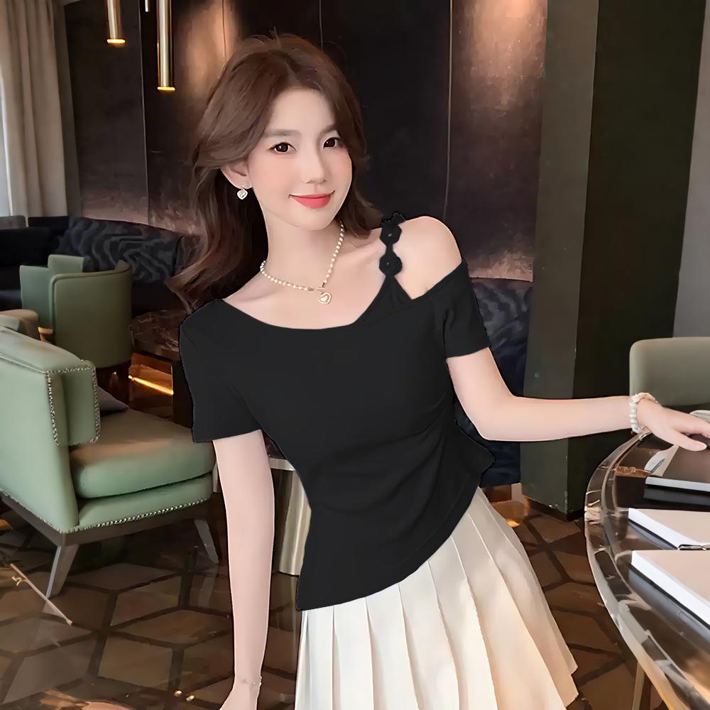 Summer Fashion Off Shoulder Tops Women Plus Size Short Sleeve Tshirt