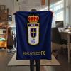 Real Oviedo Printed Flannel Blanket, soft throw for bedroom sofa, washable,soccer fan merchandise, great gift.