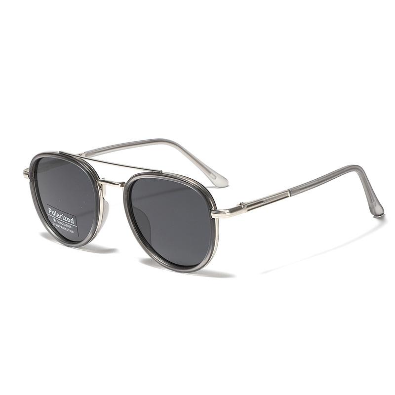 Glasses Metal Double Beam Medieval Round Sunglasses Women'S Polarized Sunglasses Men'S Driver Glasses