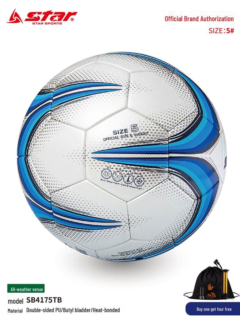 STAR SB4175TB Double Mirror PU Waterproof Soccer Ball - Training/Competition Grade for Middle School Entrance Exams.