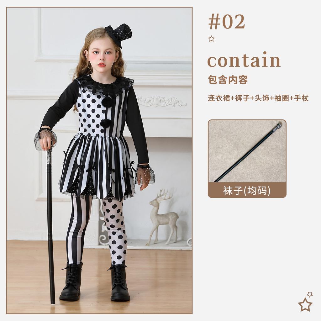 Costumi per bambini di Halloween costume da clown festa circense vestito da mago vestito per bambine spettacolo di carnevale