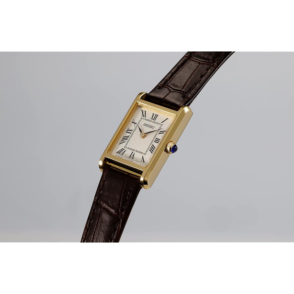 Seiko Selection SSEH002 Women's Quartz Watch Battery Operated Square Brown Yellow Gold Light Gold Dial