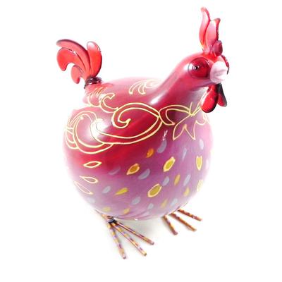 [I2449] - Red 'Coq Cocorico' Designer Figurine (hand Painted) - 30 Cm