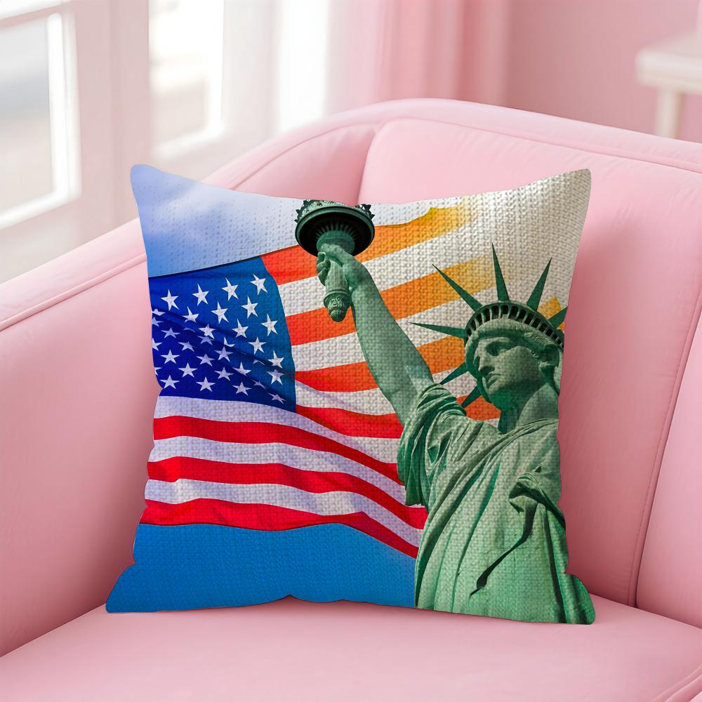 The USA Fashion Cushion Cover Natural Linen Pillow Case DoubleSided Print Decorative Sofa Pillowcase Home Decor Gift