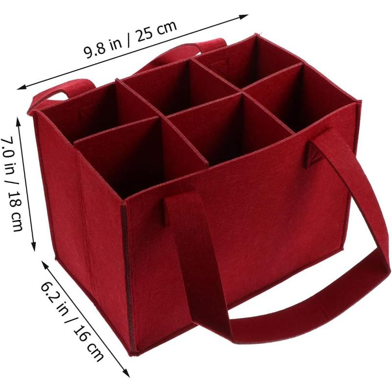 Suitable for Weddings Travel Picnics 6 Bottles of Wine Bags with Compartments Portable Felt Wine Bottle Handbag with Handle Reusable Champagne Bags