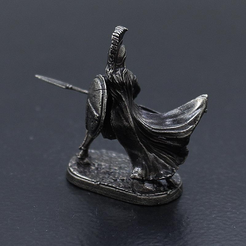 White Copper Spartan Shogun Warrior Chess Piece Ornament – Retro Soldier Toy Gift for Boys