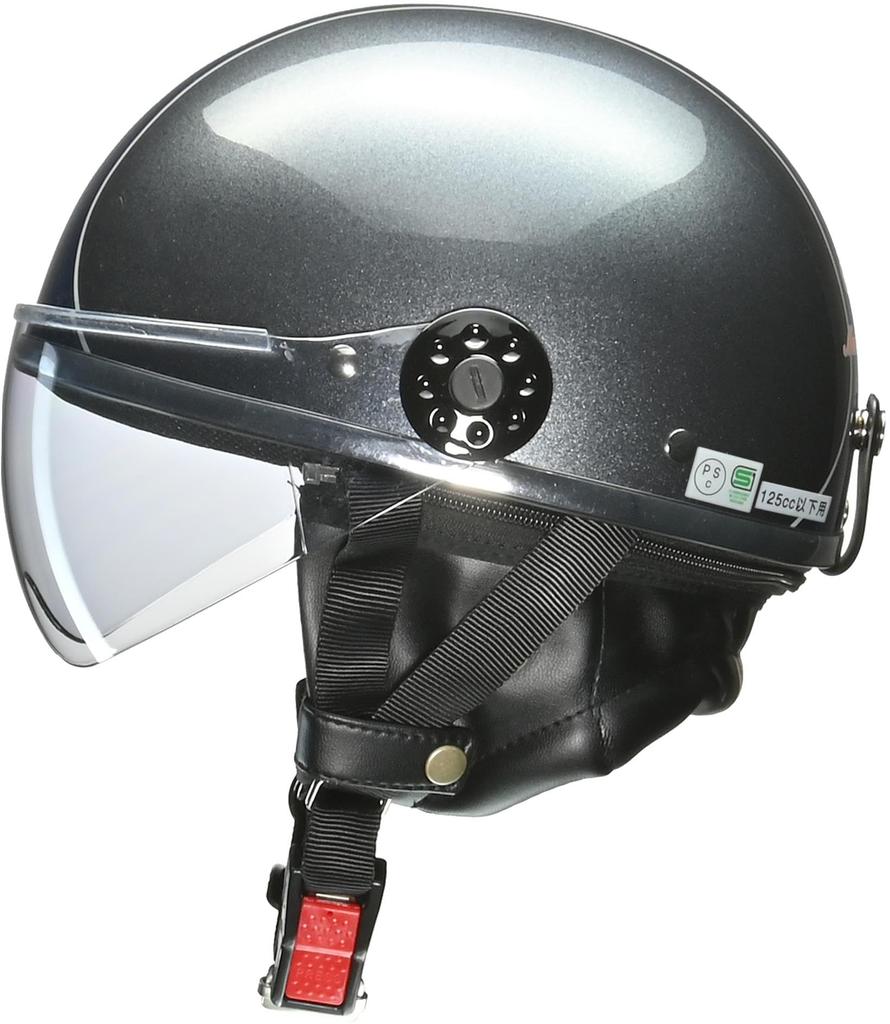 LEAD Half Motorcycle Helmet Gunmetal X Navy Free Size for 125cc and Under O-ONE (57-60cm)