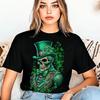 Gothic Skeleton T Shirt with Top Hat Victorian Steampunk Style Skull Dark Green ArT Floral Fashion