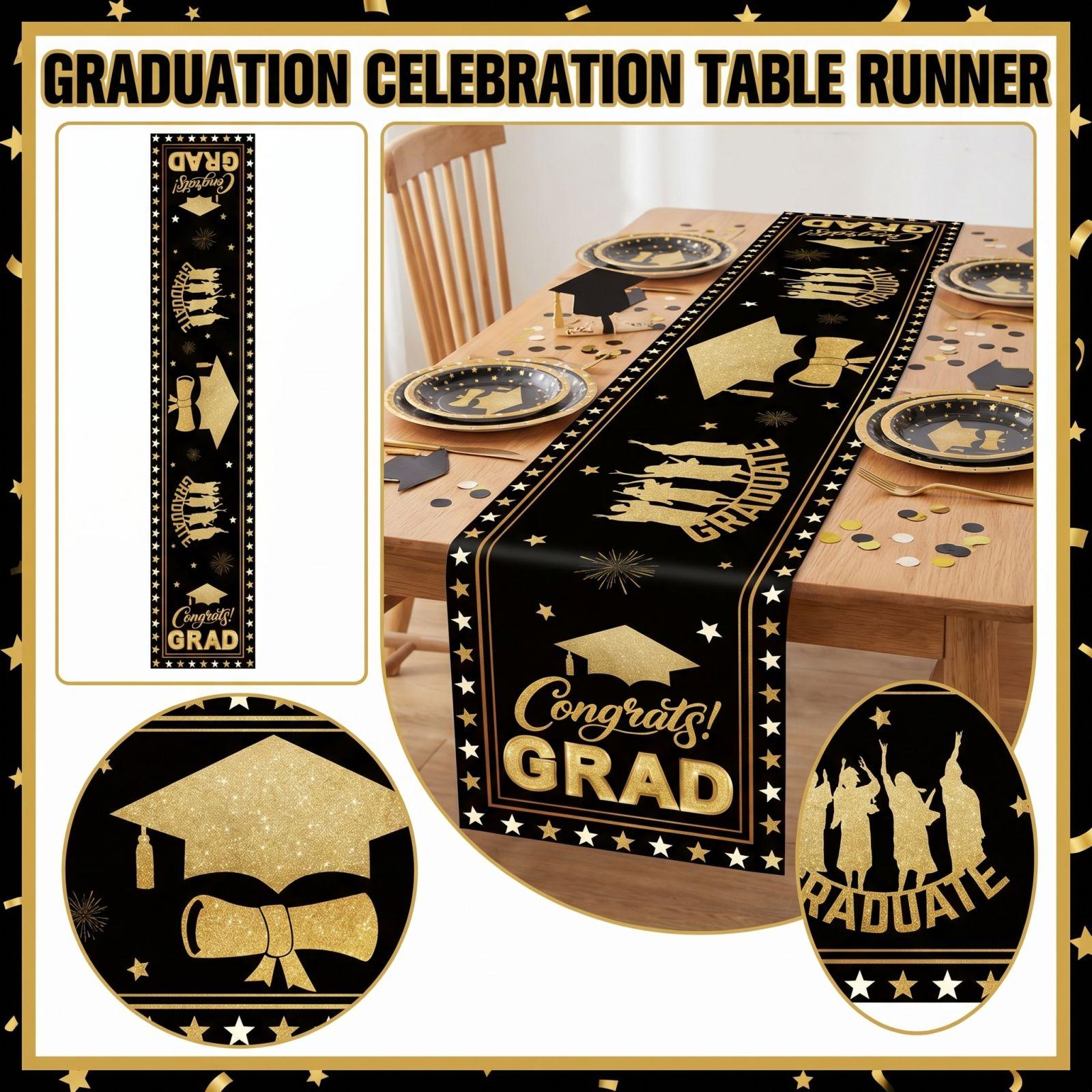 

Настольный флажок для выпускного Декорация для стола в ресторане, на вечеринке, фестивале Декоративные принадлежности Скатерть с рисунком Ткань для украшения стола Двусторонняя one size