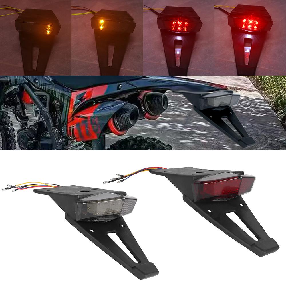Motorcycle Tail Lights Rear Fender Stop Signal Taillight Dirt Bike Universal 12v License Plate Moto Accessories