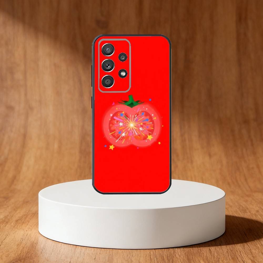 Ins cute Tomatoes Phone Case For Samsung S25,S24,S21,S22,S23,S30,Ultra,S20,Plus,Fe,Note,10,9,5G Black Cover
