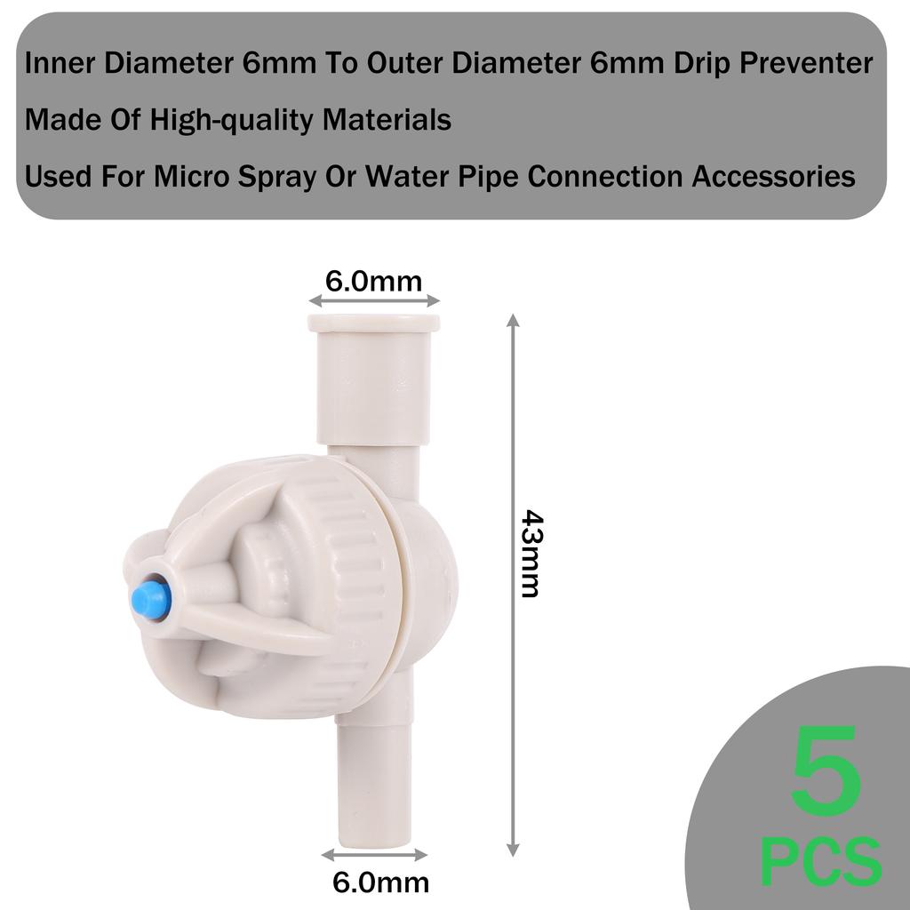 5pcs 6mm Ball Anti-drip Fitting Garden Watering Kit Irrigation System Hose Fittings Agriculture Drip Misting System