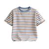 Unisex Kids' Cotton Striped T-shirt with Letter Print - Trendy Summer Short Sleeve Top