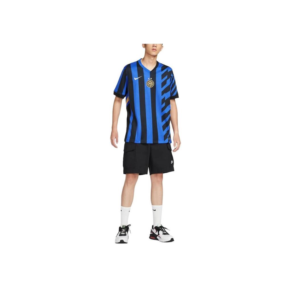 Nike Inter Milan Logo Fashion Home Short Sleeve Football Shirt Men Tops Black Blue FN8787-440
