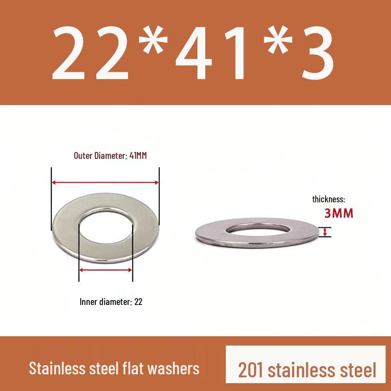 201 Stainless Steel Rust-proof Flat Washer - National Standard Hardware Fasteners with Complete Specifications, In Stock.