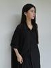 MER MER (2 Colors) Pleated Collar Long Shirt Dress_Black/Ivory