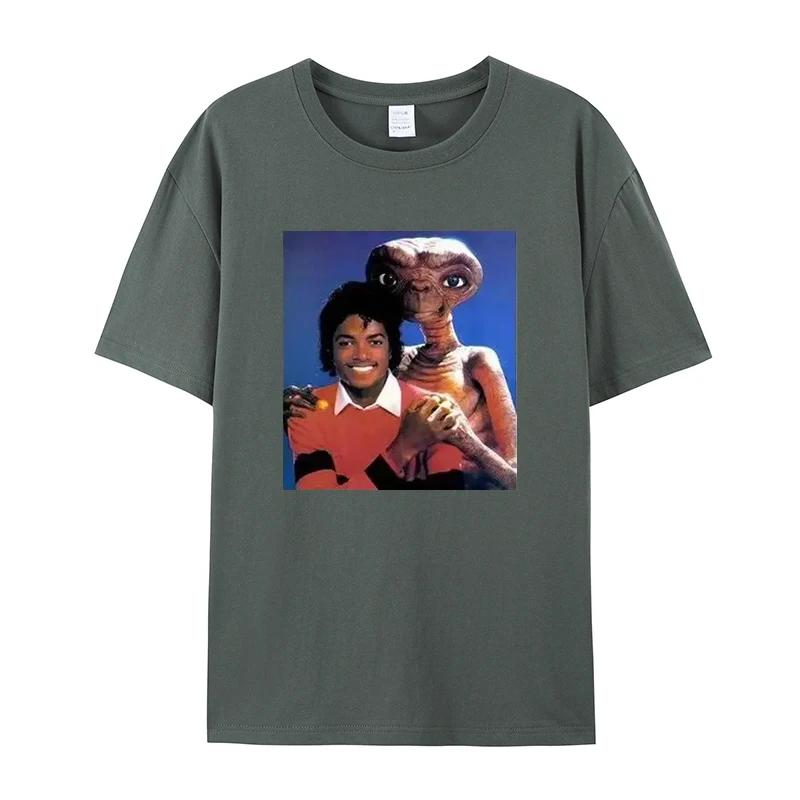 2025 Sommer Mode Kurzarm, Michael Jackson und E.t.T Rundhals Lockeres T-Shirt für Männer und Frauen