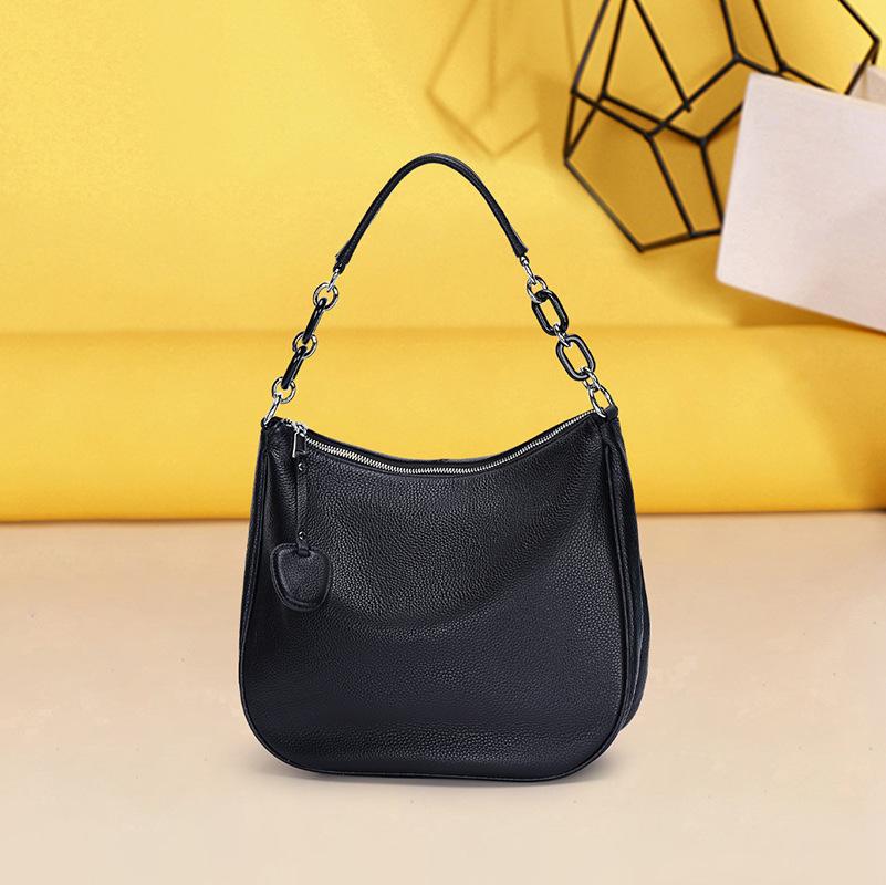 Borsa a Mano Morbida in Pelle di Mucca Catena Pendolare Retrò Pelle di Mucca Primo Strato Naturale Goccia Tessuto Liscio Versatile Moda Borsa a Spalla Messenger
