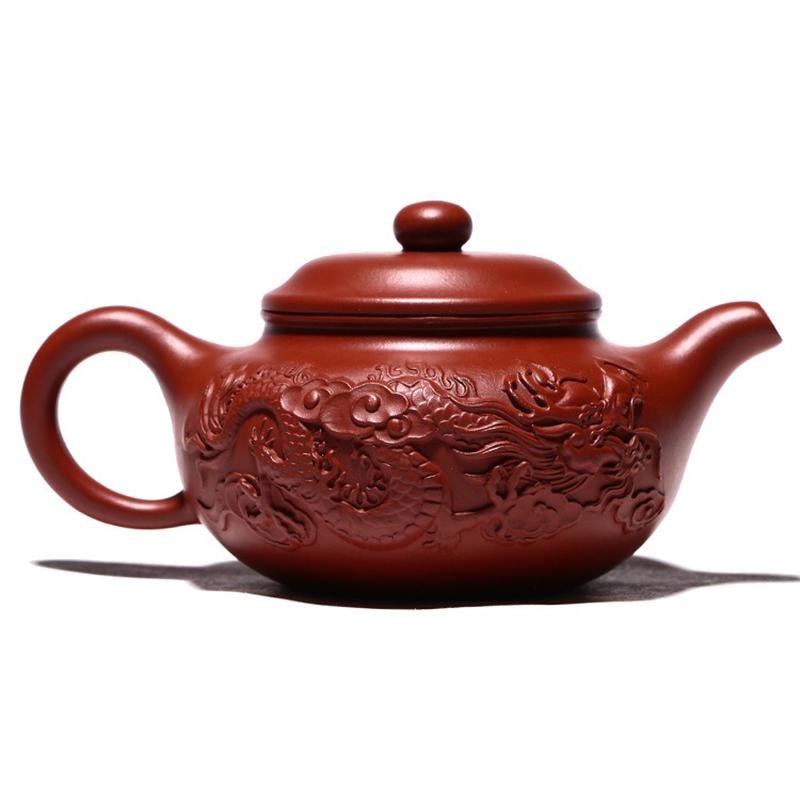 230ml Famous Authentic Mine Dahongpao Purple Clay Teapot, Fully Handmade Double Dragon Antique Tea Pot and Tea Set