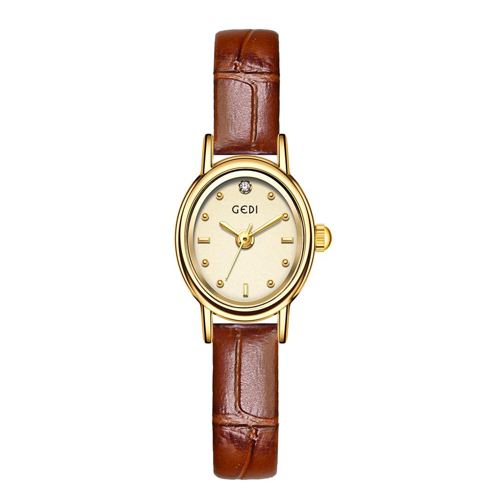 Light Luxury High-End Sense, Small And Exquisite Oval Women'S Watch, Student High-Value Retro Belt Quartz Watch