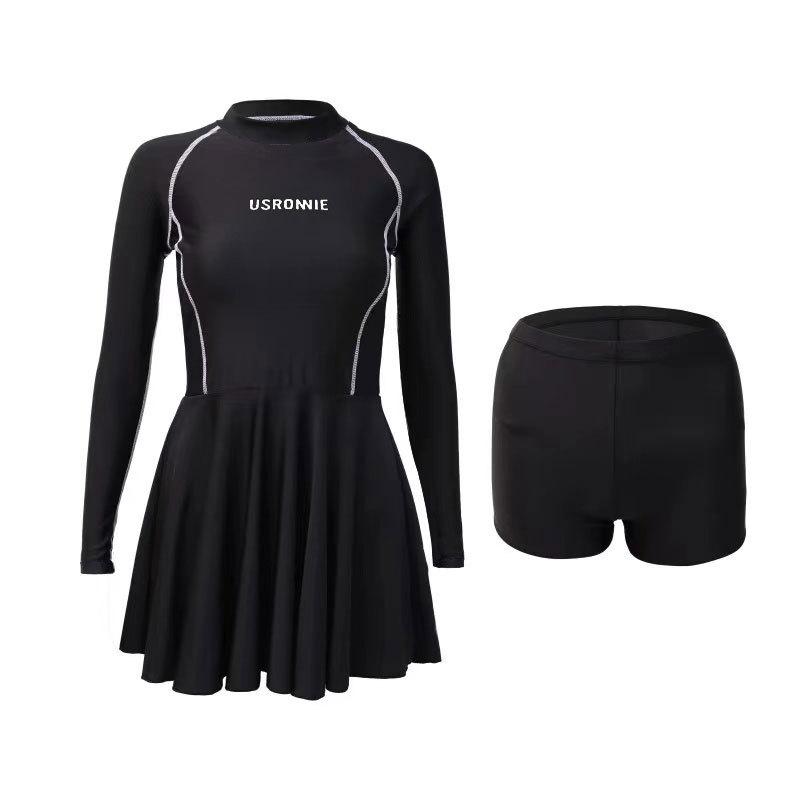 Swimsuit Women's 1011 Long Sleeve Sunscreen Skirt Swimsuit Women's Meat Cover Large Size Fat Mm Women's Hot Spring Swimsuit