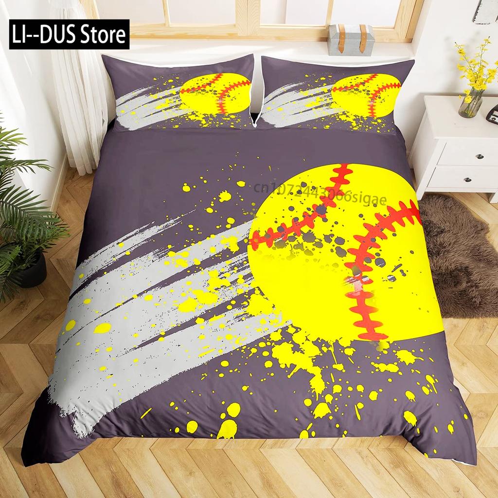 Cool Basketball Bedding Set Neon Gradient Duvet Cover for Kids Teen Boys Girls Comforter Cover Decor Room Quilt Cover 3pcs