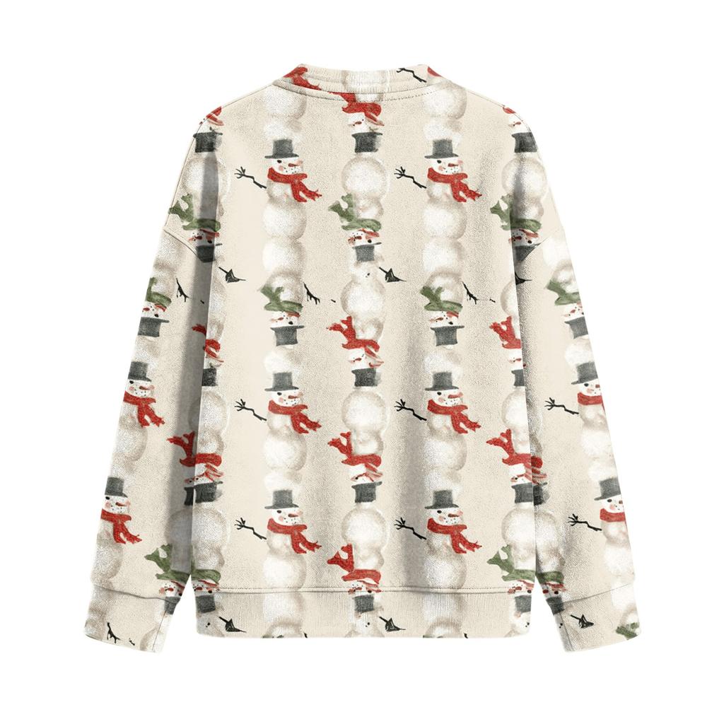 Women's Casual Christmas Print Button Jacket, Outerwear for Holiday Parties and Daily Wear