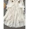 Elegant V Neck Silm Mid Length Long Length Ruffles Dress