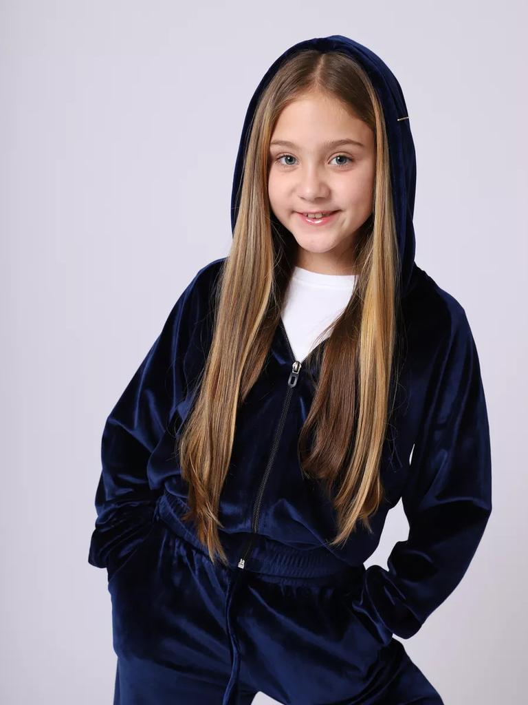 Mädchen Sportmütze Samtanzug Lässiges Sweatshirt Zweiteiliger Anzug