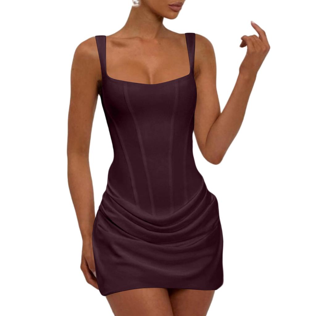 Ladies' Casual Slim Fit Fishbone Desire Suspender, Hip Hugging Dress, Short Skirt