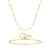 Stainless Steel Exquisite Jewelry Set Bracelet Necklace,Golden Rhombus Handmade Chain Jewelry Gift,Bohemia Waterproof Set