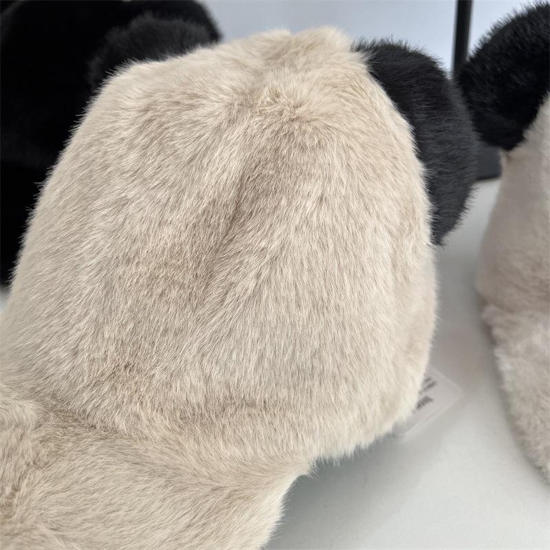 

Cute velvet thickened imitation rabbit velvet cap female autumn and winter bear ears cold and warm plush baseball cap M（56-58cm） сірий колір