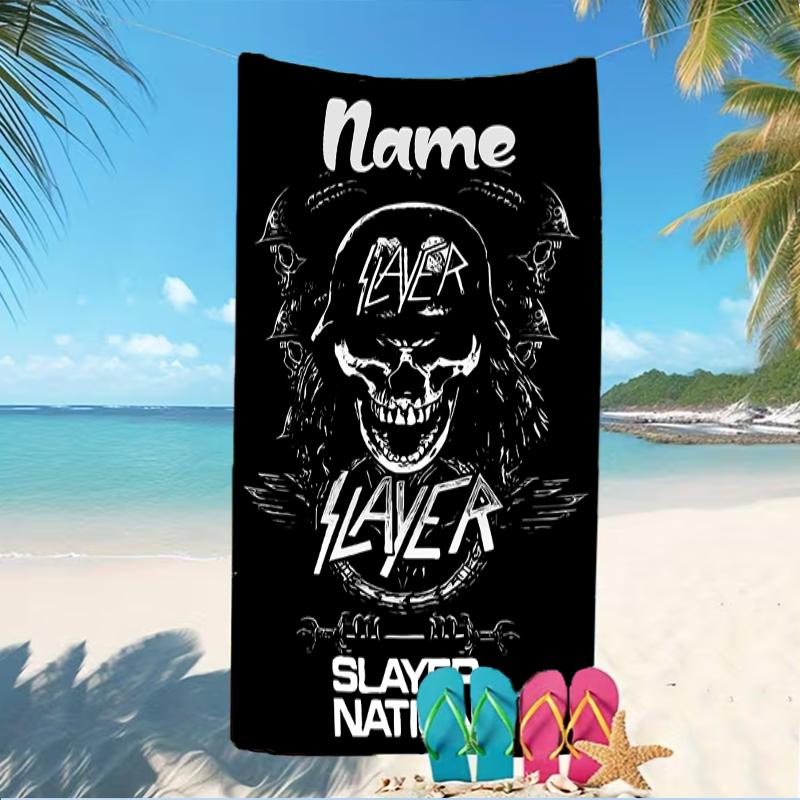 Customizable personalized beach towels Slayer band themed designs.Suitable for the beach, yoga, sports;ideal as beach accessories