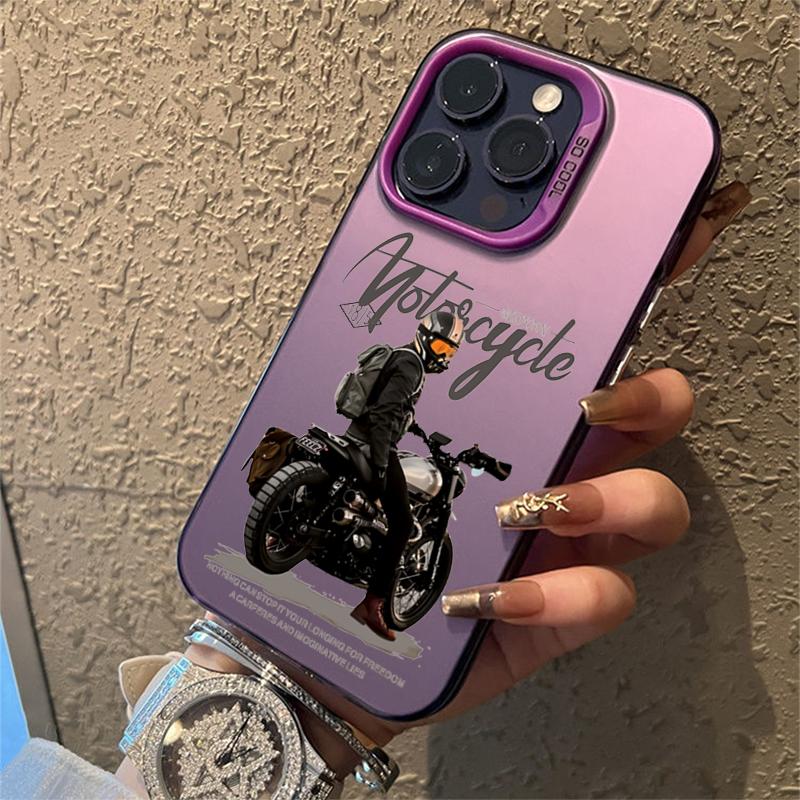 Phone Case For iPhone 15 14 16 Pro Max 11 12 13 X XR XS 7 8 16 Plus SE  Trend Cool Biker Motorcycle Shockproof Bumper Cover