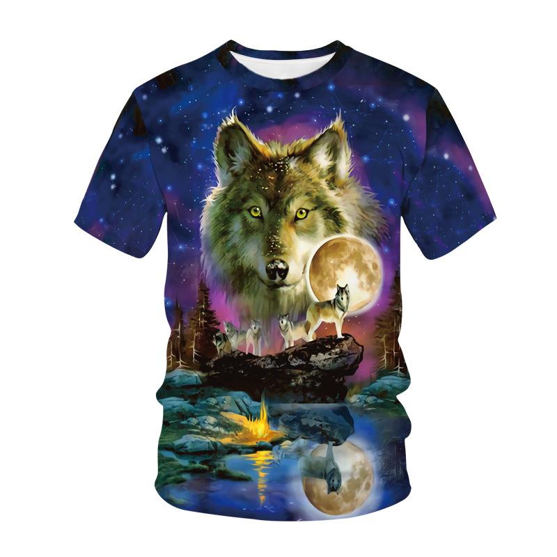 

Крутые мужские футболки с круглым вырезом и коротким рукавом с принтом в виде волка и животного 3D-цифровой печати 6XL