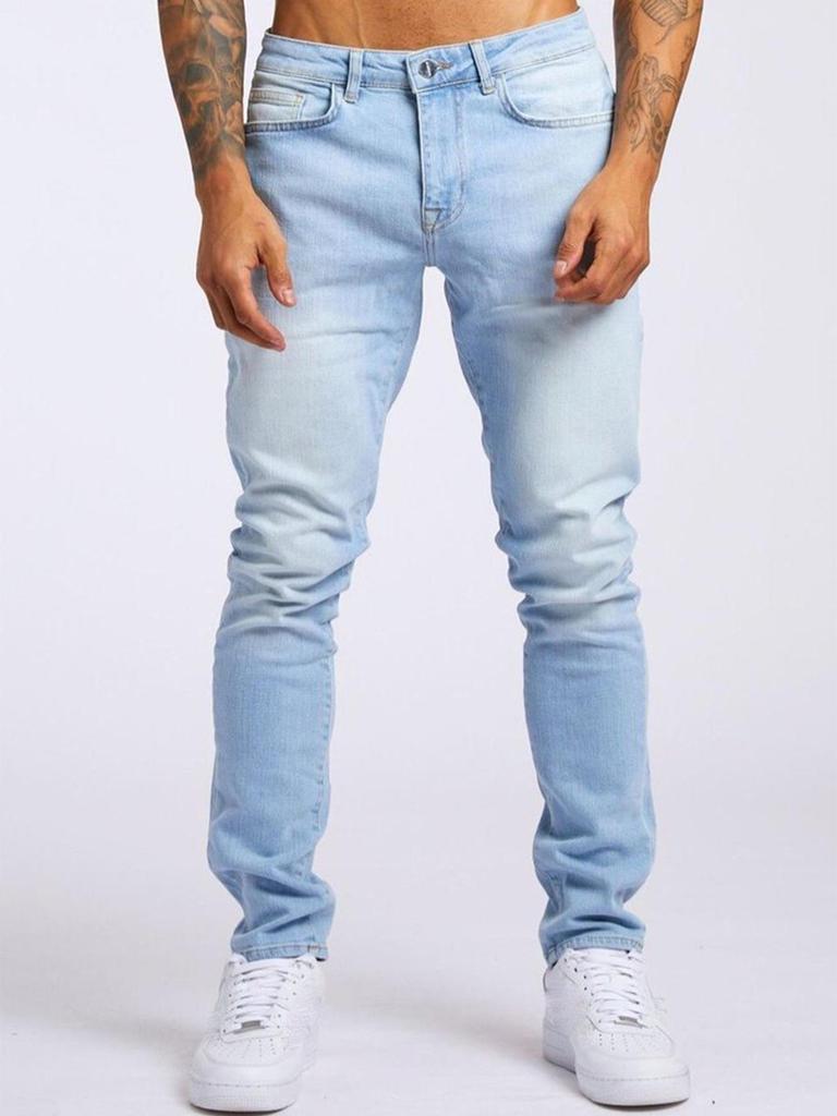 Slim Fit Black High-Waist Men's Denim Trousers
