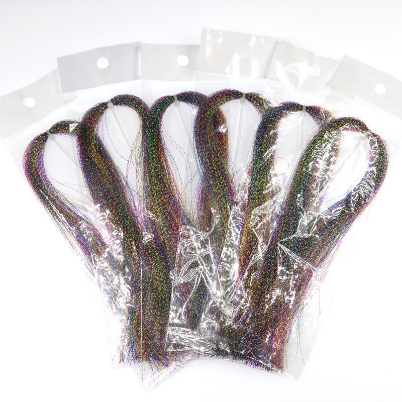 6 Bags Pearlcent Twisted Rainbow Flashabou for Fly Tying Treble Tailing Krystal Flash