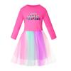 Kinder Mädchen Anime Cartoon POP Sängerin Super Star Rumi Zoey Mira Print Mesh Regenbogen Rundhals Lässiges Baumwollkleid