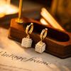 Geometric Square Micro-inlaid Pearl Earrings for Women, Simple, Elegant, Versatile, Niche Design, Fashionable Earrings.