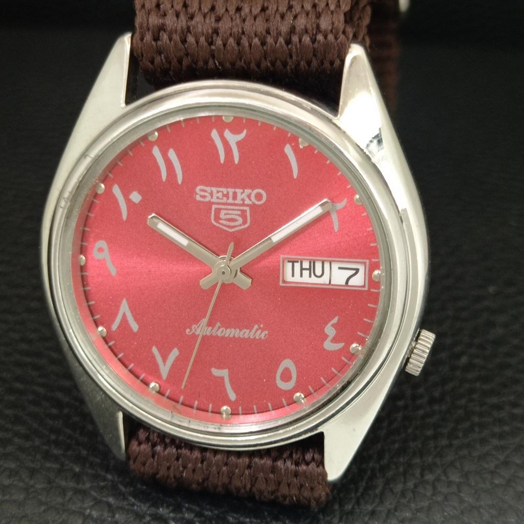 JAPAN VINTAGE SEIKO 5 AUTOMATIC 7S26A MENS RED COLOR DIAL WATCH a707799-1