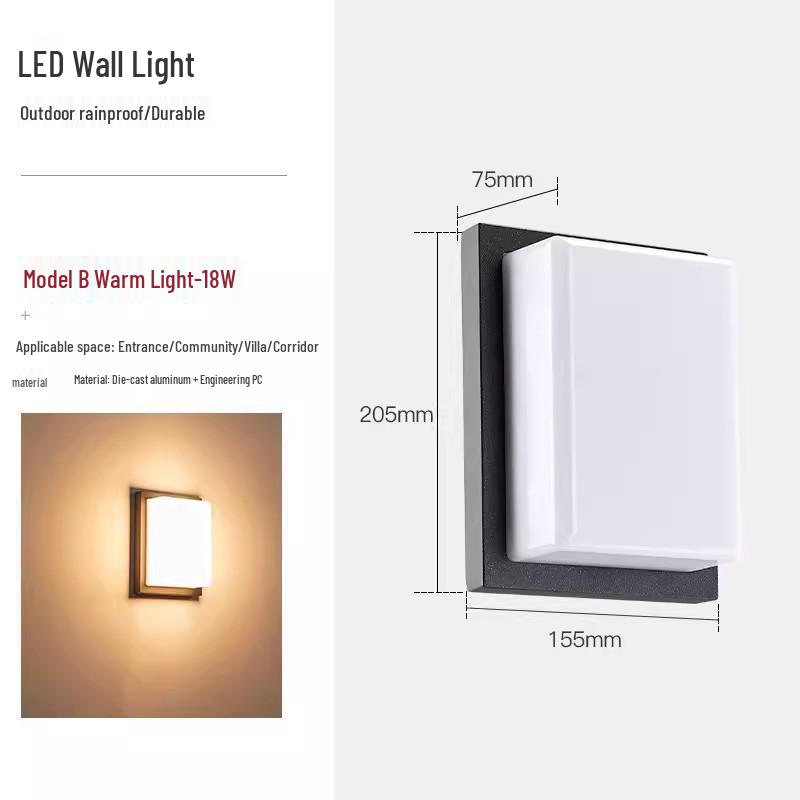 Waterproof Outdoor LED Wall Light for Bedroom, Entrance, Villa, Balcony, or Corridor.