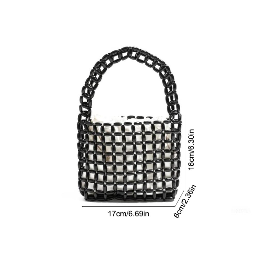 Handmade Beaded Woven Bag Pure Color Openwork Bag Fashion Hollow Out Bag Girls