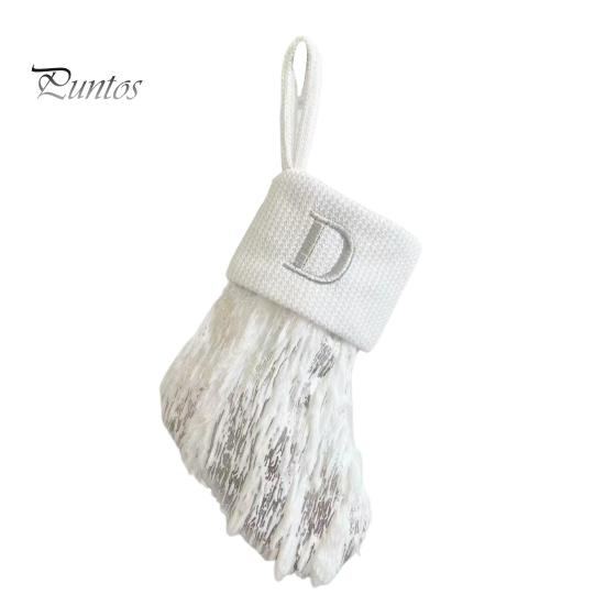 1ks vánoční bílá punčocha dopisní výšivka pletené ručně vyráběné opakovaně použitelné vánoční stromeček závěsný dárkový sáček punčochový přívěsek party sváteční dekorace